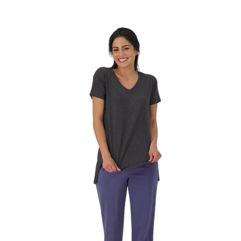 Koolaburra by UGG Jersey Short Sleeve Tunic 1X Black Heather Cotton Blend NEW